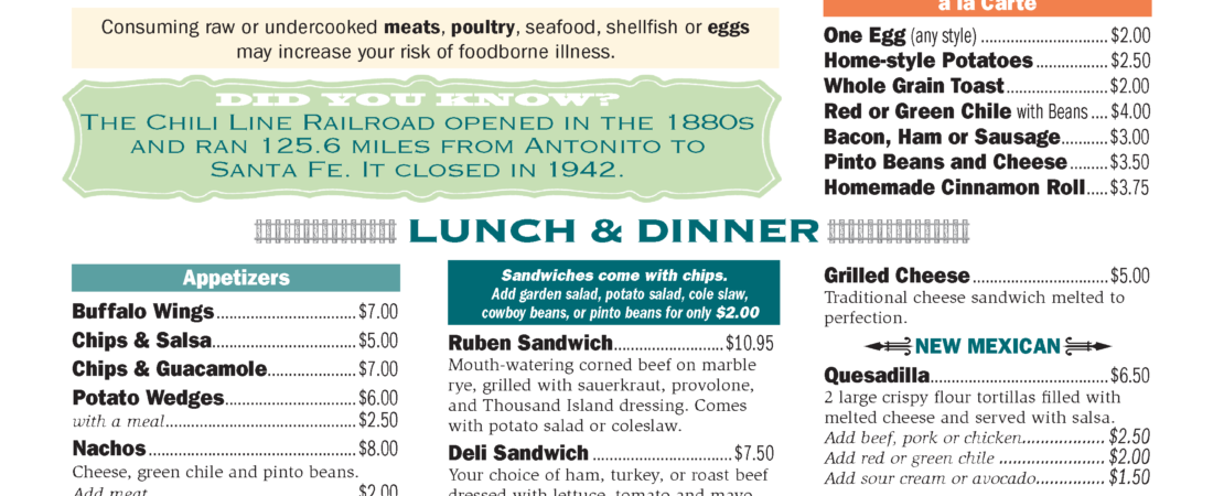 Menu page 1